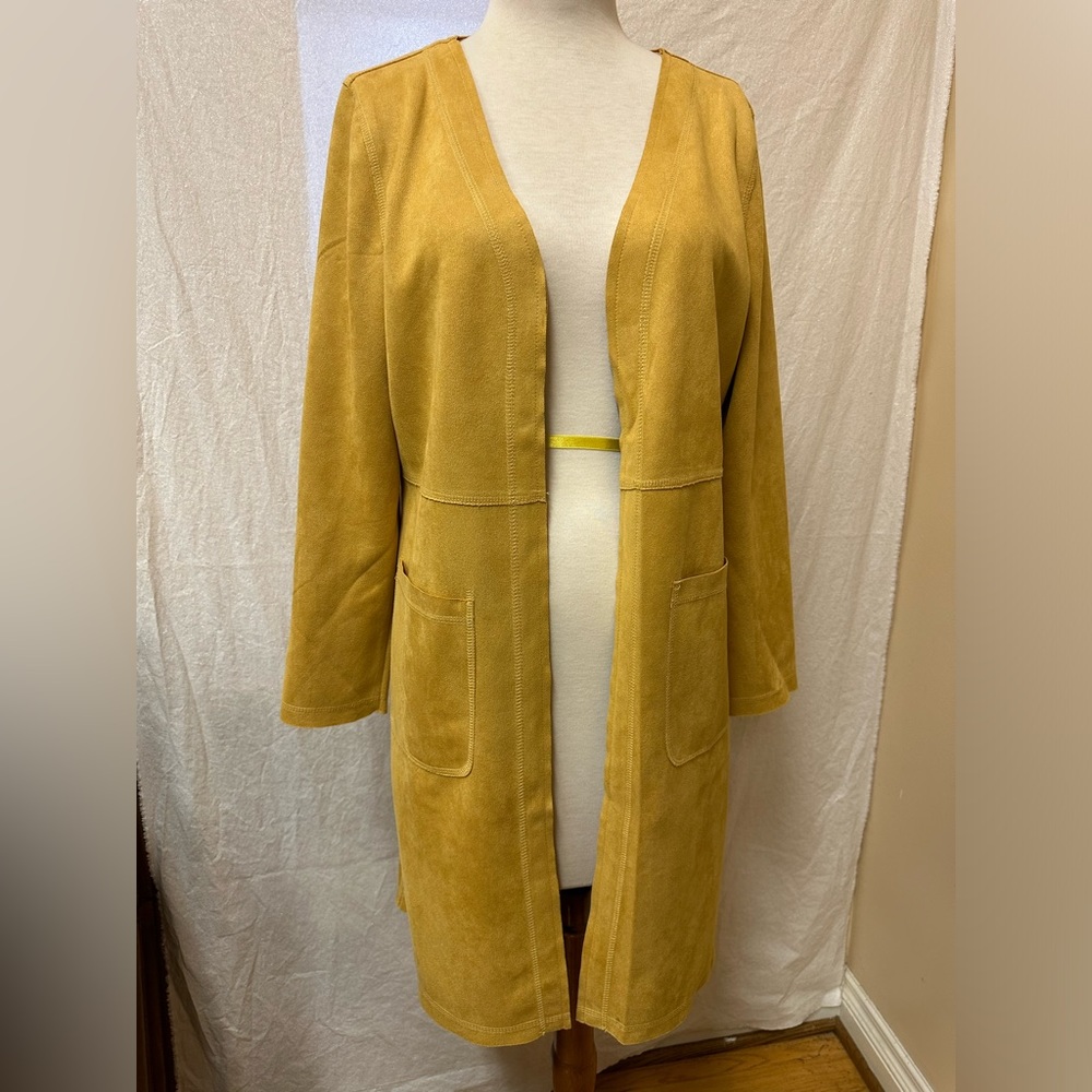 Faux suede mustard yellow jacket coat sz large